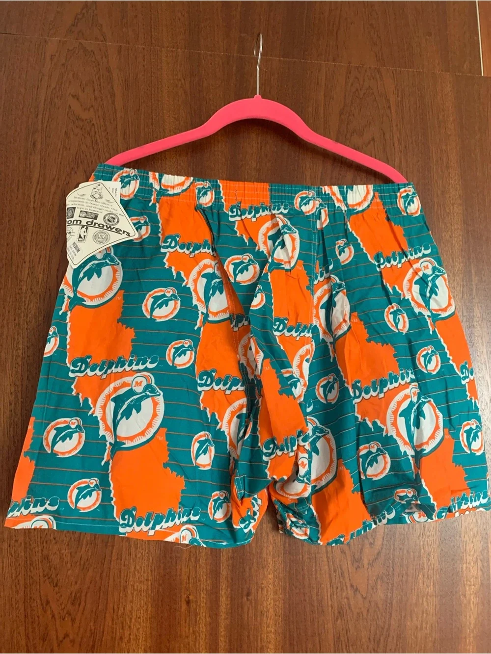 Vintage Miami Dolphins Boxers Bottom Drawer   - Teal & Orange NEW
